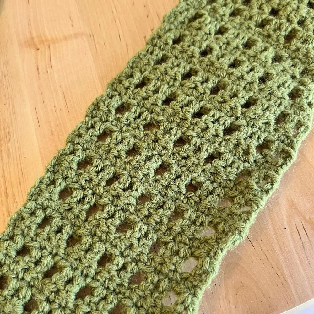 Green Handmade Woven Knit Neck Tie Scarf Wrap